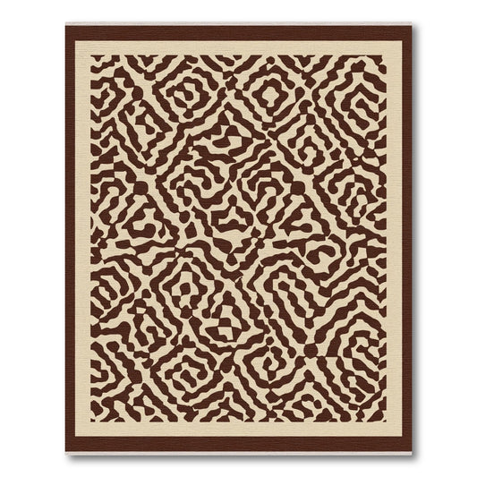 Earthy Sepia Abstract Maze Rug