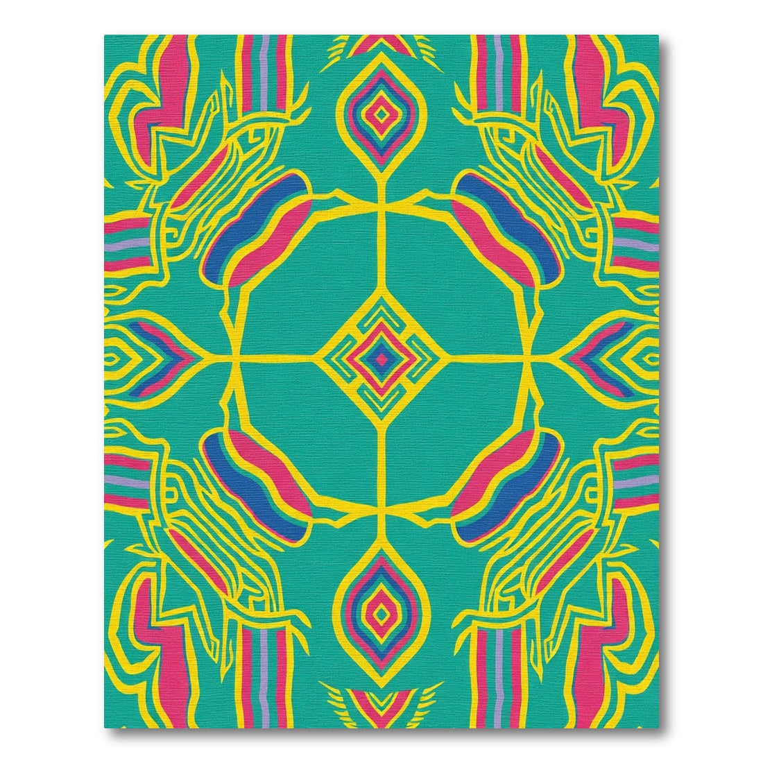 Vibrant Teal Geometric Medallion Rug
