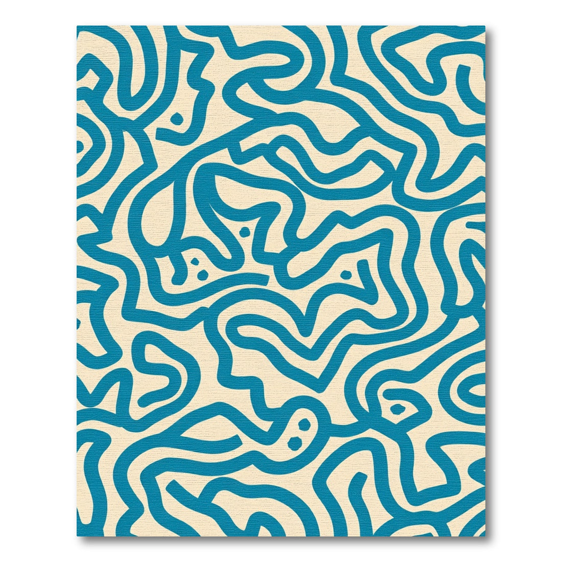 Teal Abstract Maze Graphic Rug