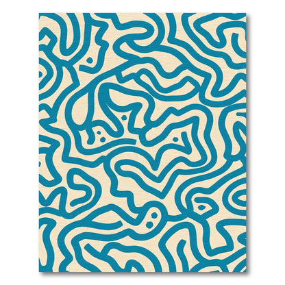 Teal Abstract Maze Graphic Rug