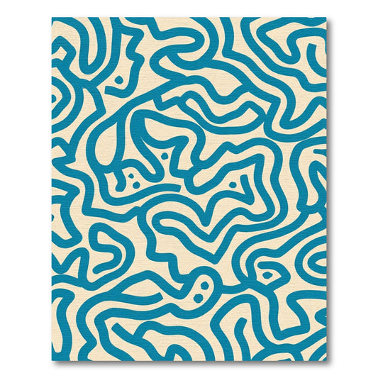 Teal Abstract Maze Graphic Rug