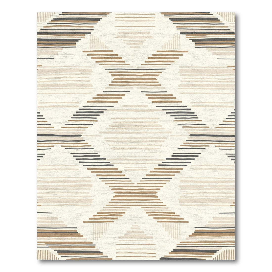 Neutral Geometric Diamond Stripe Rug