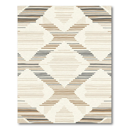 Neutral Geometric Diamond Stripe Rug