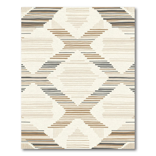 Neutral Geometric Diamond Stripe Rug