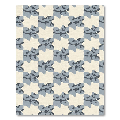 Cool Gray Abstract Checkerboard Motif Rug
