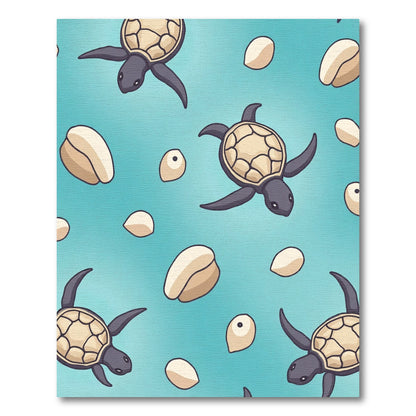 Cute Sea Turtle Water Pattern Rug