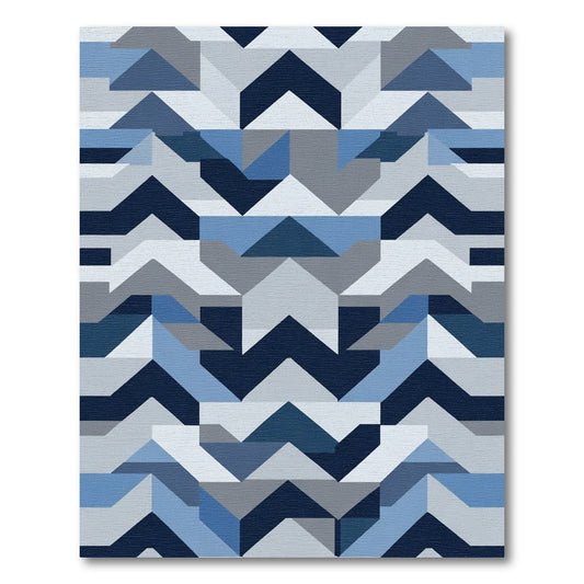 Geometric Blue And Gray Chevron Rug