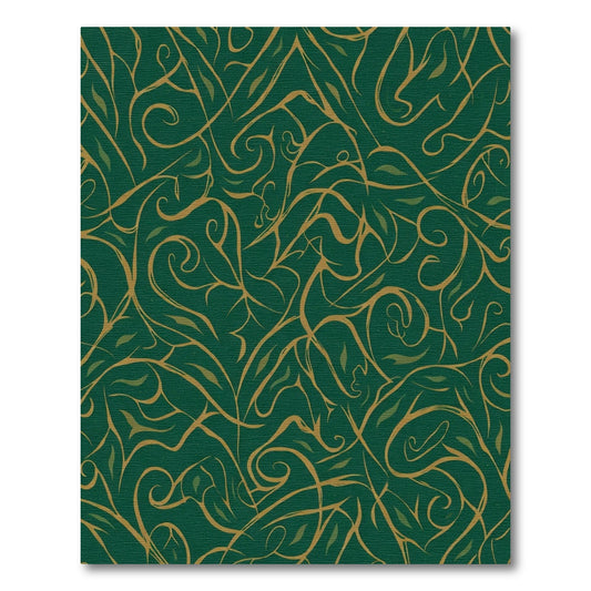 Emerald Green Golden Vine Swirl Rug