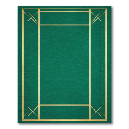 Green Gold Geometric Border Area Rug