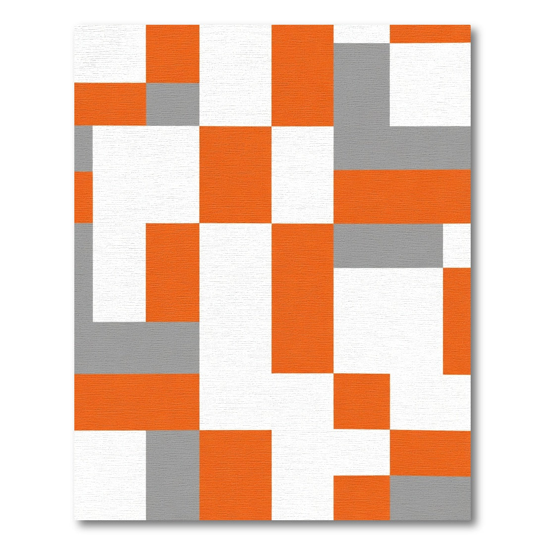 Orange White Gray Geometric Squares Rug