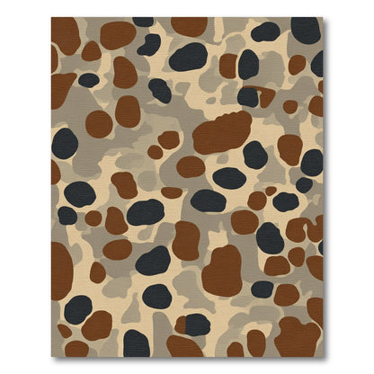 Earthy Brown Black Camouflage Spots Rug