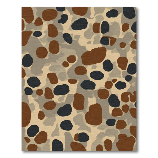 Earthy Brown Black Camouflage Spots Rug