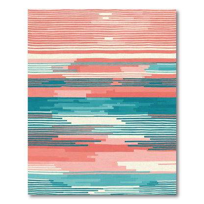 Coral Teal Ombre Stripe Rug