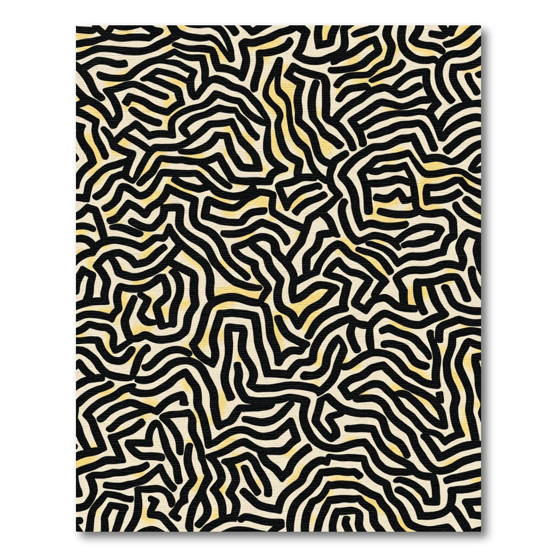 Abstract Black Yellow Winding Lines Rug