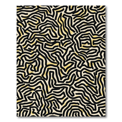 Abstract Black Yellow Winding Lines Rug