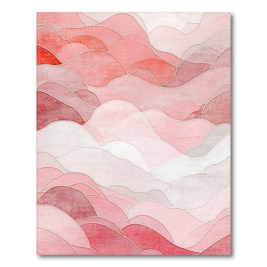 Pink Layered Wave Abstract Rug