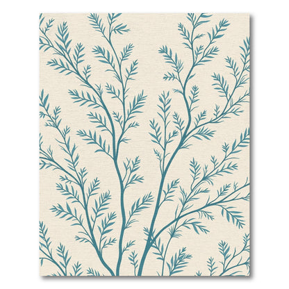 Teal Branch Fern Pattern Rug