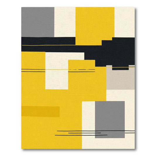 Sunny Yellow Geometric Block Rug