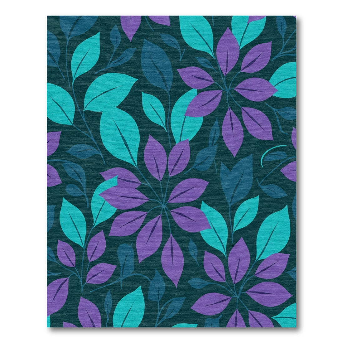 Teal Purple Leafy Vine Arrangement Rug