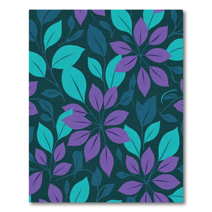 Teal Purple Leafy Vine Arrangement Rug