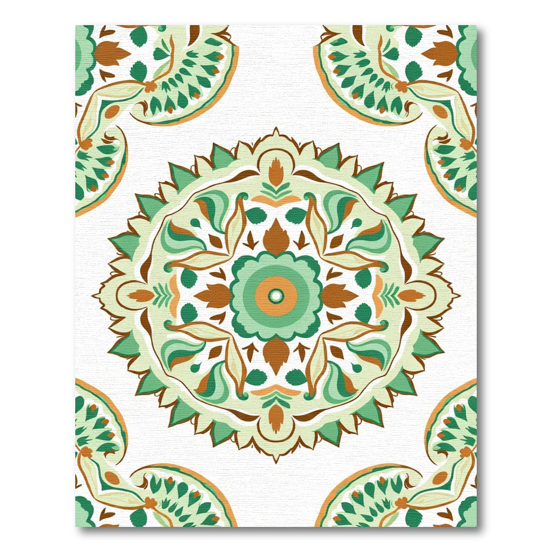 Mint Green Floral Medallion Harmony Rug