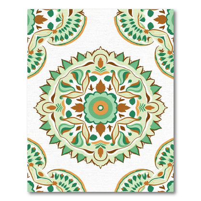 Mint Green Floral Medallion Harmony Rug