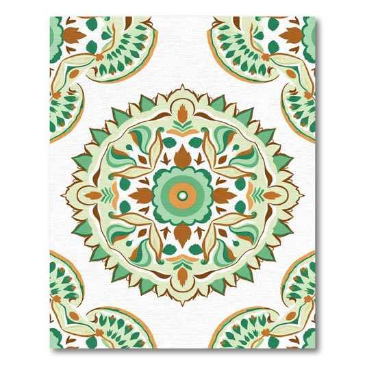 Mint Green Floral Medallion Harmony Rug