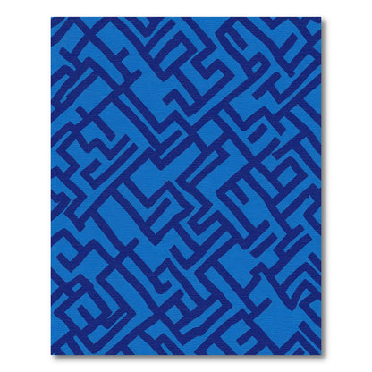 Navy Blue Linear Maze Rug