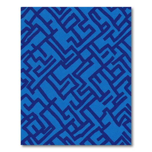 Navy Blue Linear Maze Rug
