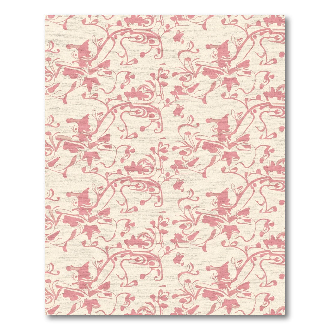 Soft Pink Floral Vine Scroll Rug