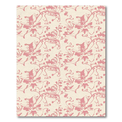 Soft Pink Floral Vine Scroll Rug