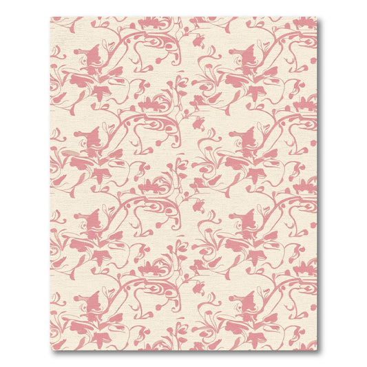 Soft Pink Floral Vine Scroll Rug