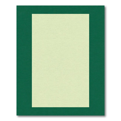 Deep Forest Green Light Ivory Border Rectangular Rug
