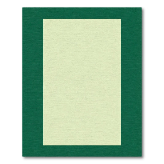Deep Forest Green Light Ivory Border Rectangular Rug