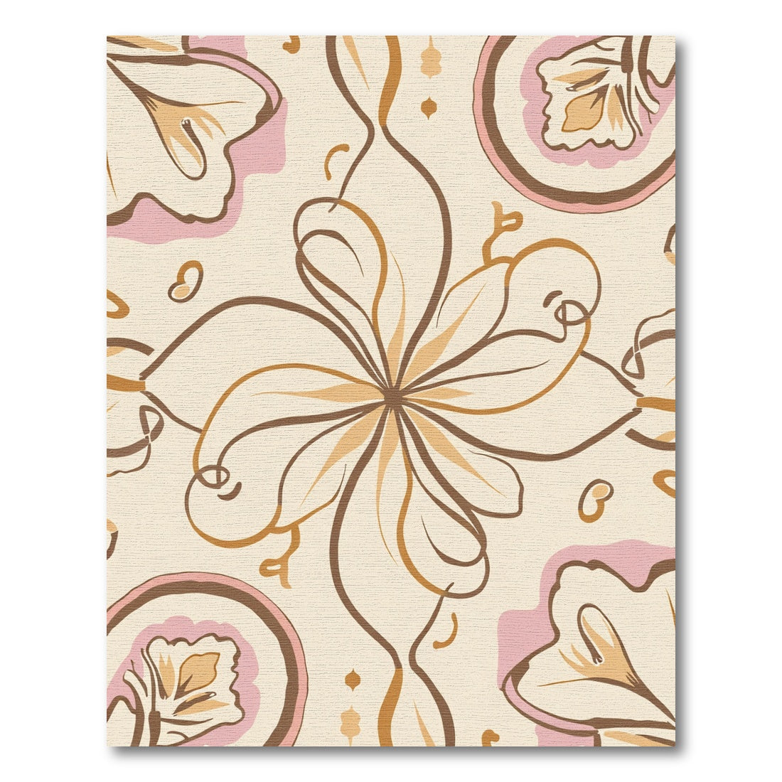 Cream Floral Swirl Whimsical Rug