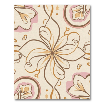 Cream Floral Swirl Whimsical Rug