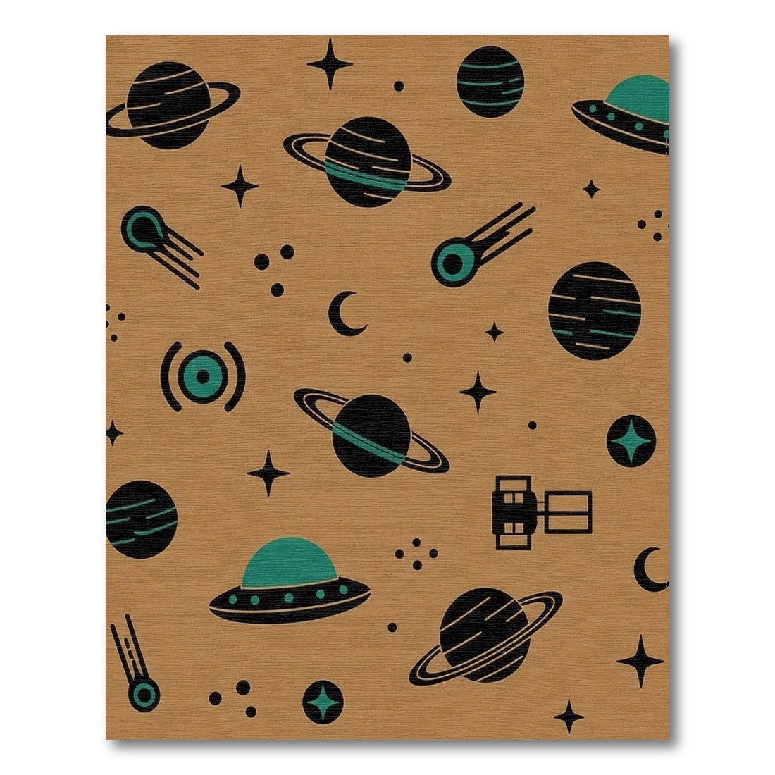 Retro Space Planets Kids Cartoon Area Rug