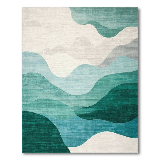 Teal Wave Abstract Area Rug