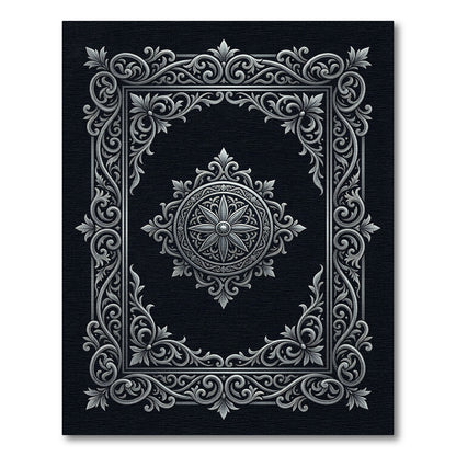 Ornate Silver Floral Medallion Rectangle Rug