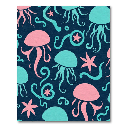 Pink Teal Jellyfish Swirls Ocean Rug