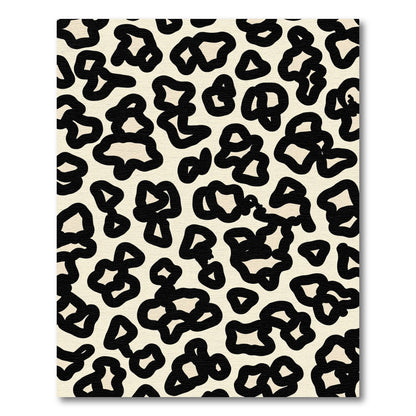 Cream Black Abstract Spots Rug