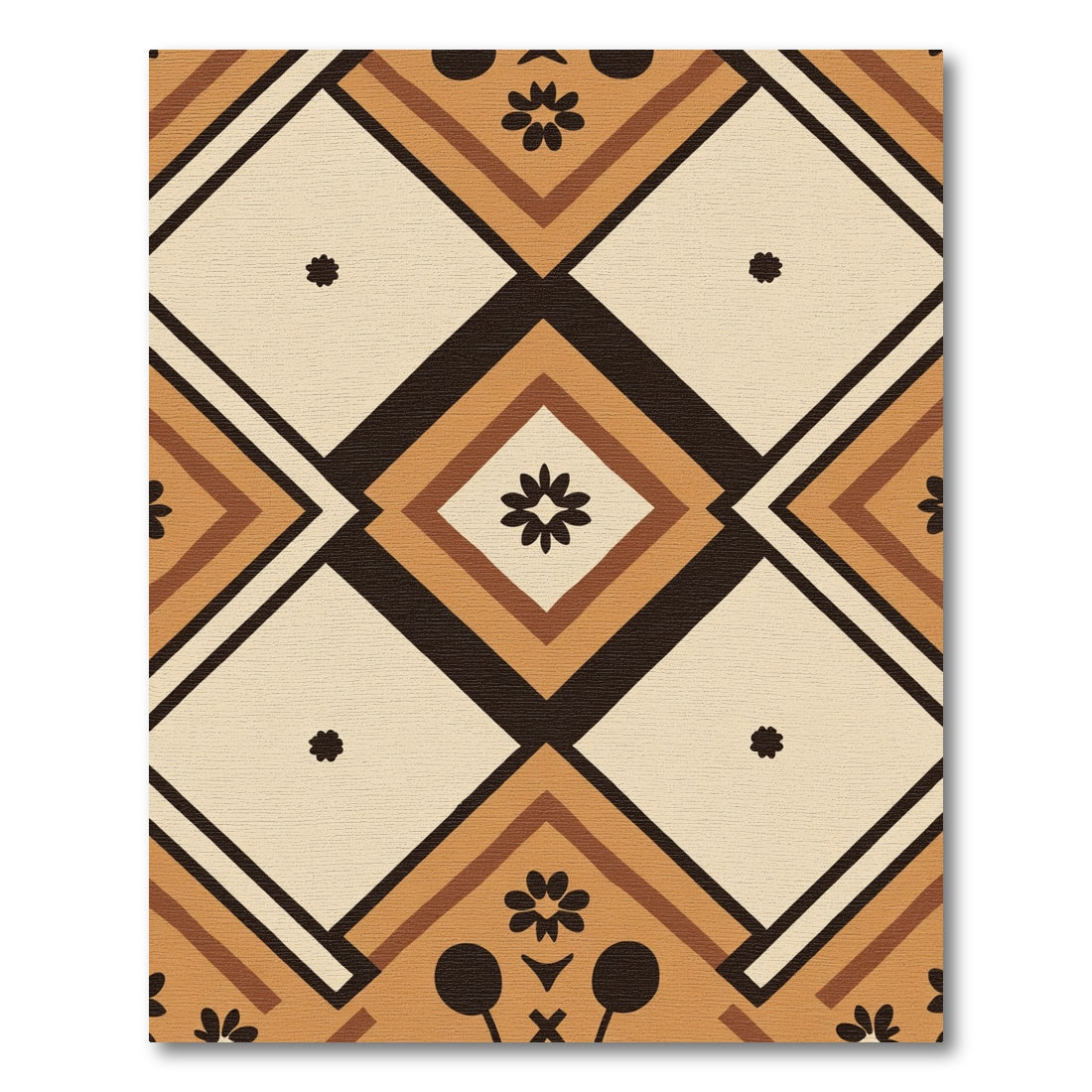 Warm Earth Tone Diamond Floral Rug