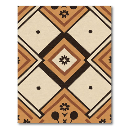 Warm Earth Tone Diamond Floral Rug