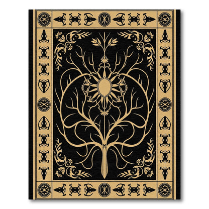Majestic Black Gold Tree of Life Rug