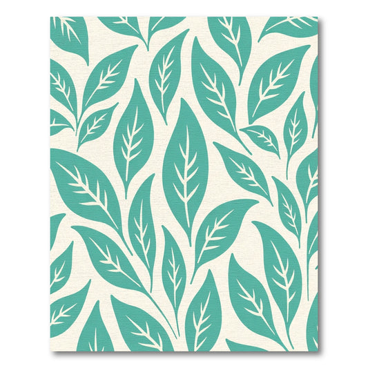 Teal Leafy Branches Cream Background Rug