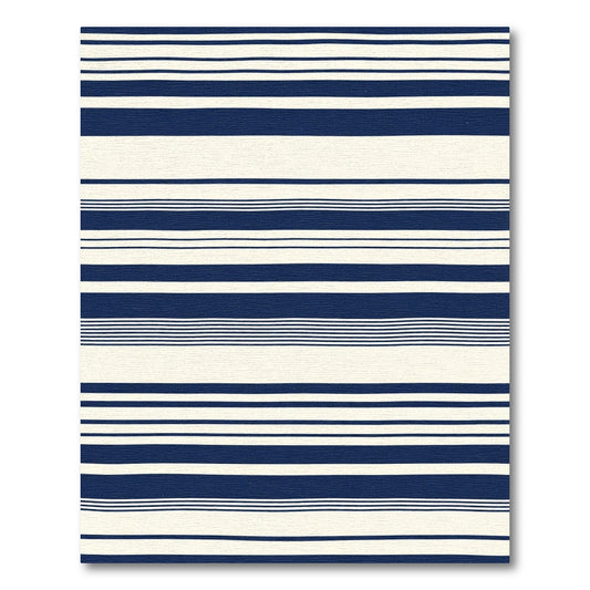 Rich Navy Cream Horizontal Stripe Rug