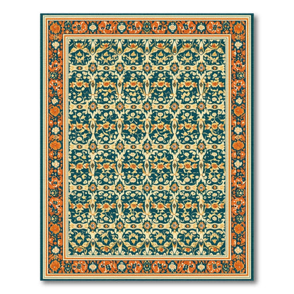 Blue Teal Floral Vintage No. 47 Area Rug