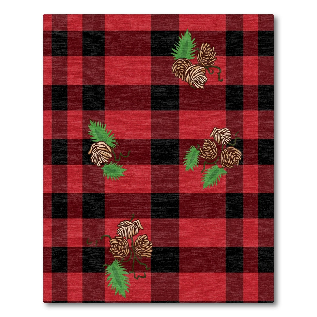 Red Black Buffalo Plaid Pinecone Accent Rug