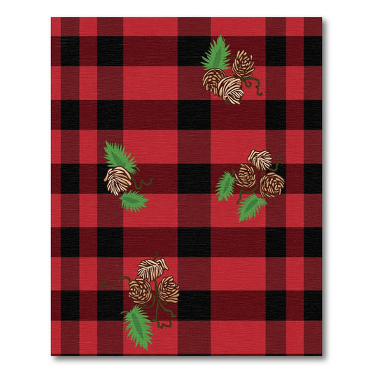 Red Black Buffalo Plaid Pinecone Accent Rug