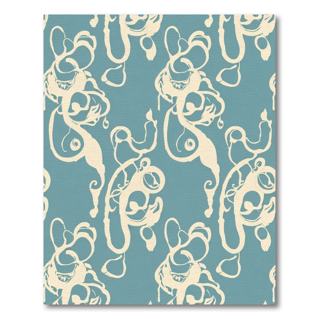 Cream Swirls on Teal Background Rug
